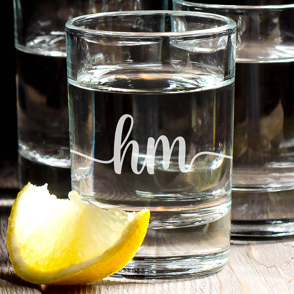 Script Initials Engraved 65ml Shot Glass By Love Lumi Ltd
