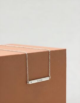 Personalised Silver Bar Initial Name Necklace Crystal, 4 of 9