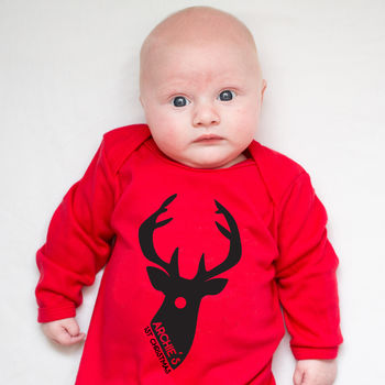 Personalised Baby's First Christmas Rudolph Babygrow, 2 of 2