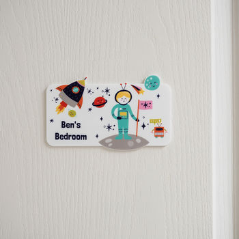 Personalised Boy's Space Bedroom Door Sign Plaque, 2 of 3