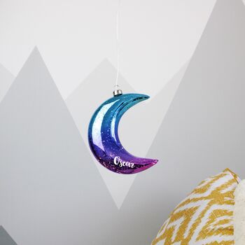 Rainbow Ombre Personalised LED Hanging Moon Light, 4 of 12