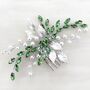 Silver Leaf And Green Crystal Hair Comb, thumbnail 3 of 5