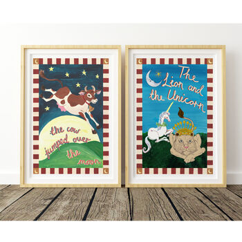 The Cow Jumped Over The Moon Vintage Nursery Print, 4 of 12