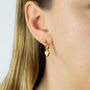 9ct Gold Gypsy Set Diamond Heart Huggie Earrings, thumbnail 1 of 4