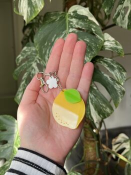 Fruit Keyring With Lemon, Strawberry Or Peach Charm, 5 of 9