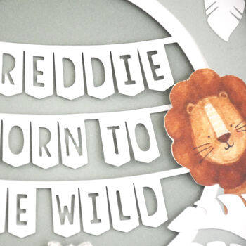 Born To Be Wild Personalised Papercut Nursery Art, 3 of 4