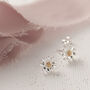 Daisy Sterling Silver And Gold Dainty Flower Studs, Floral Earrings Gift For Her, Bridesmaid Gift, Mother's Day Gift, thumbnail 4 of 12