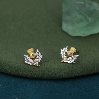 Thistle Flower Stud Earrings In Sterling Silver, 4 of 11
