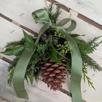 Hanging Pine Cone And Festive Seasonal Foliage | Wall Or Door Decoration, 3 of 6