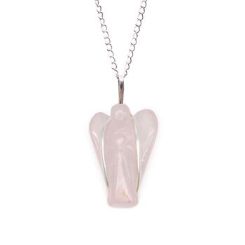 Guardian Angel Pendant Necklace | Rose Quartz Silver Plated, 3 of 8