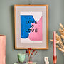 'Love Is Love' Kissing Lovers Fine Art Valentines Print, thumbnail 1 of 2