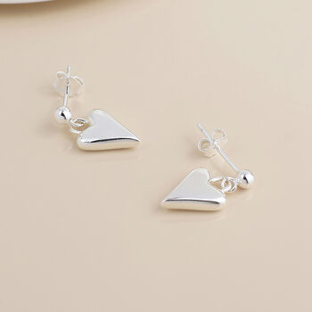 Sterling Silver Heart And Bead Drop Earrings, 2 of 4
