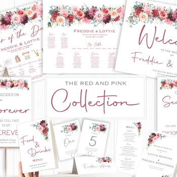 Wedding Welcome Sign Burgundy Red Pink Florals, 7 of 7