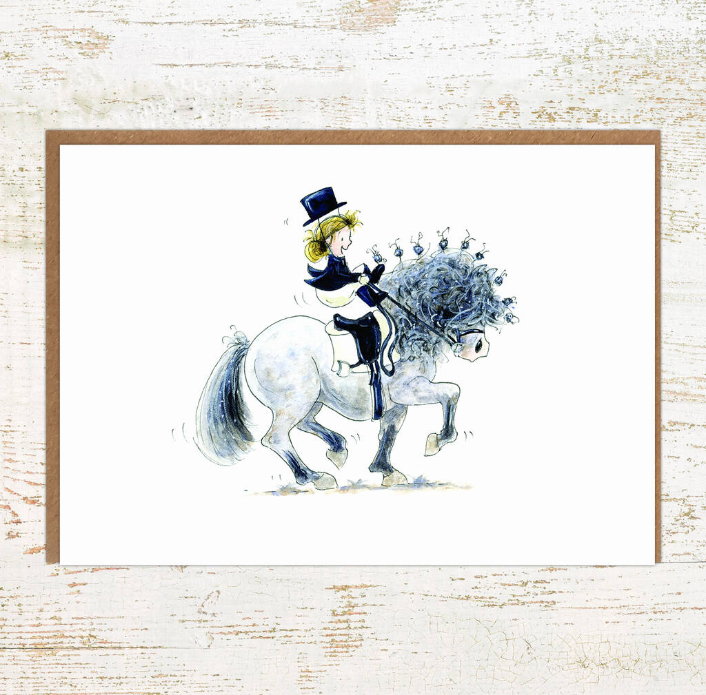 Piaffe, Fuuny Horse And Rider Dressage Birthday / Greetings Card