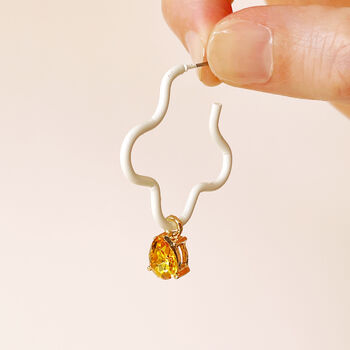 Bright Wavy Enamel And Glass Stone Earrings, 4 of 10