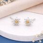 Sterling Silver And Gold July Birth Flower Stud Earrings – 8mm, thumbnail 1 of 5