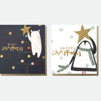 Eight Polar Bear And Penguin Mixed Charity Christmas Cards, 5 of 9