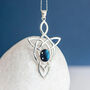 Genuine Blue Topaz Celtic Knot Necklace In Silver, thumbnail 1 of 10