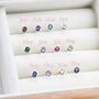 Sterling Silver Tiny Birthstone Dot Stud Earrings, thumbnail 4 of 12