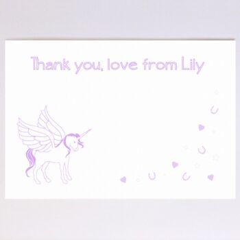Personalised Unicorn Thank You Note Card Set, 4 of 7