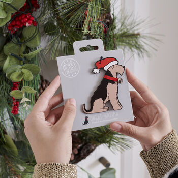 Airedale / Welsh Terrier Christmas Tree Decoration Personalisation Available, 2 of 5