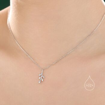 Delicate Olive Leaf Pendant Necklace In Sterling Silver, 6 of 12