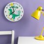 Children's T Rex Dinosaur Personalised Bedroom Clock, thumbnail 2 of 5
