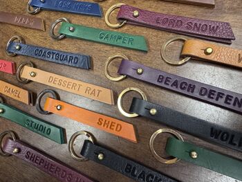 Haworth Personalised Leather Keyring, 6 of 6