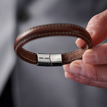 Personalised Men's Eleven Year Anniversary Steel Bracelet, 3 of 6