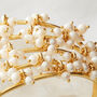 Seed Pearl Gold Plated Silver Wired Cuff Bracelet, thumbnail 6 of 6