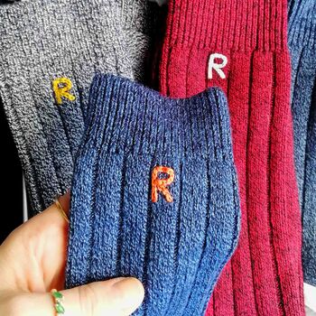 Men's Personalised Initial Chunky Bamboo Sock Gift Set, 5 of 10