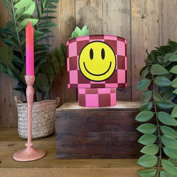 Smiley Face Pink Check Rechargeable Glow Lamp, 3 of 6