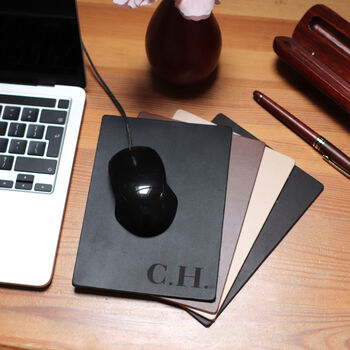 Personalised Home Office Mini Premium Bonded Leather Mouse Mat Christmas Gift For Him Or Her, 2 of 8