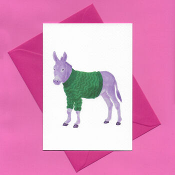 Purple Donkey Illustrated Blank Greeting Card, 4 of 11