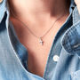Personalised Diamond Cross Necklace In Sterling Silver, thumbnail 3 of 4