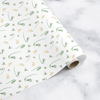 Snowdrop Wrapping Paper, Watercolour Floral Design, 2 of 3