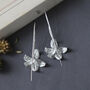 Sterling Silver Blooming Lily Statement Drop Earrings, thumbnail 3 of 6