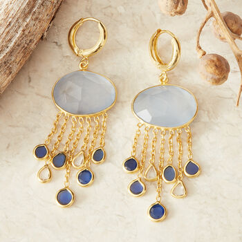 Grey Labradorite Gold Plated Silver Drop Earrings, 6 of 7