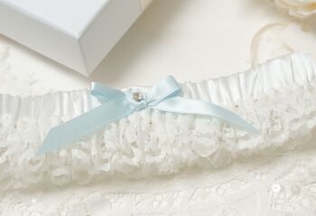 Bridal Wedding Garter With 'Something Blue Bow', 2 of 2