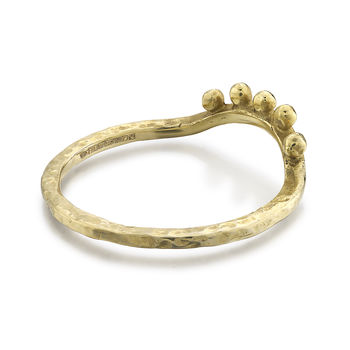 Hammered Curved Ring With Bobs In 18ct Gold, 3 of 7