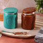 G Decor Embossed Bloom Handmade Ceramic Jars Storage With Floral Motif Lids, thumbnail 1 of 4