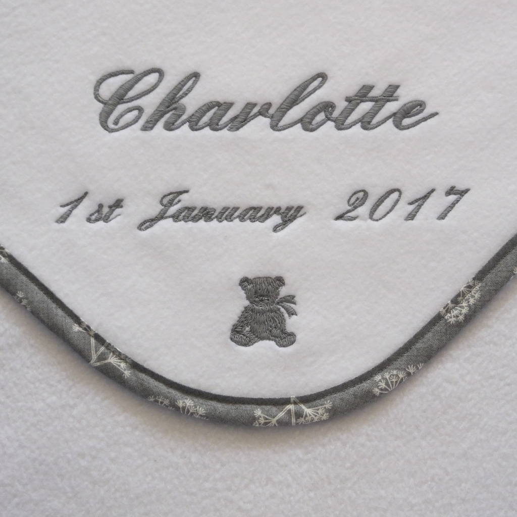 Personalised Baby Blanket With Cow Parsley Design Trim By Broderie Blanc