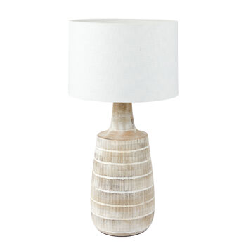 White Wash Wood Textured Table Lamp With Tall Neck, 2 of 9