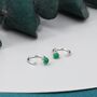 Genuine Green Onyx Huggie Hoop Earrings Sterling Silver, thumbnail 1 of 8