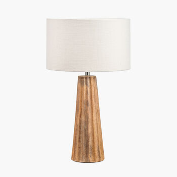 Natural Mango Wood Textured Cone Table Lamp, 6 of 8