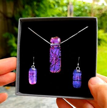 Purple Fused Glass Sterling Silver Pendant Necklace, 10 of 12