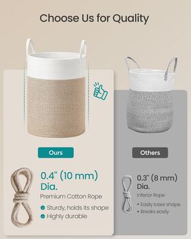 Kids Laundry Basket Cotton Rope Hamper, 4 of 6