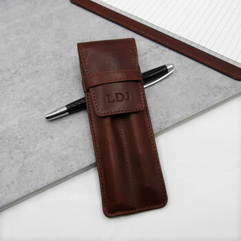 Personalised Leather Single Or Double Pen Holder, 3 of 9