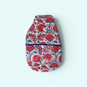 Hot Water Bottle Cover | Red Floral Cotton Block Print, 2 of 4