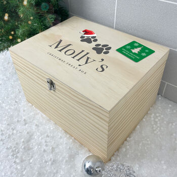 Personalised Santa Hat Paws Pet Christmas Eve Box, 6 of 7
